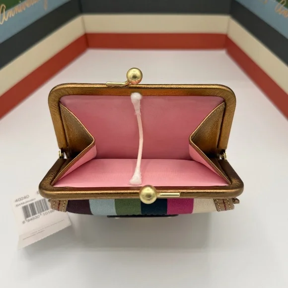 COACH LEGACY STRIPE FRAMED WALLET WITH KISSLOCK COIN - Picture 7 of 16